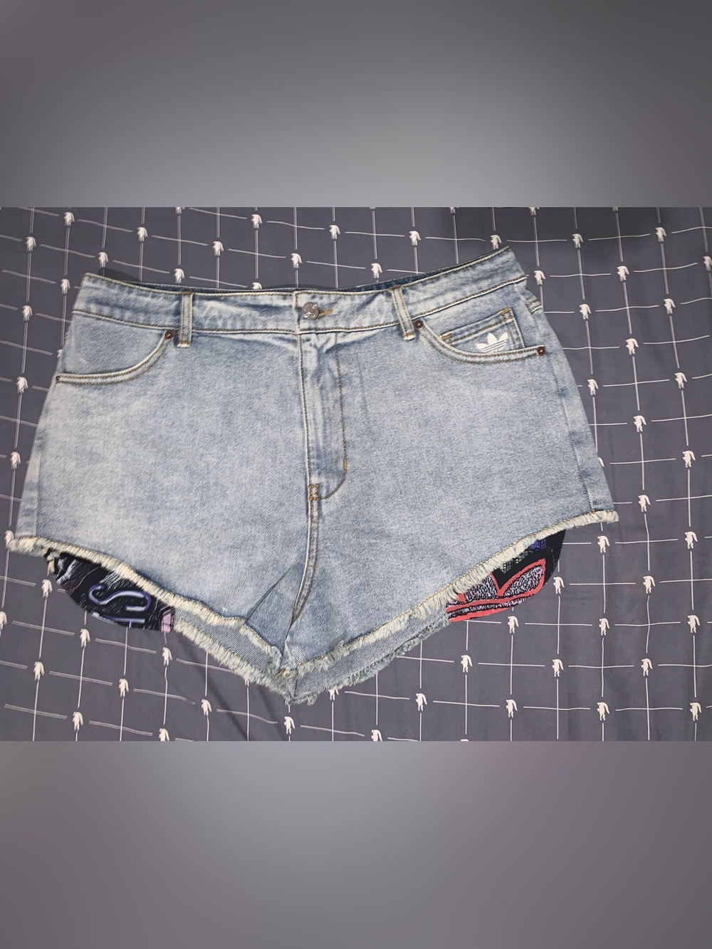 Adidas x Jeremy Scott Denim Cutoff Shorts Blue Size: 34”